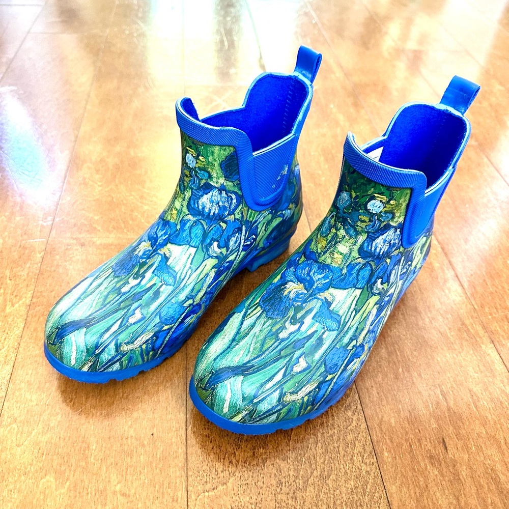 Womens Blue Art-Inspired Rubber Boots